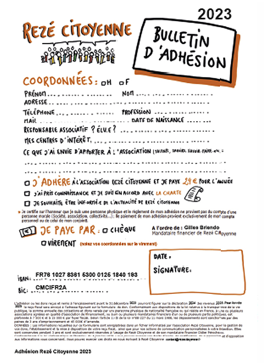 Bulletin d'adhésion Rezé Citoyenne